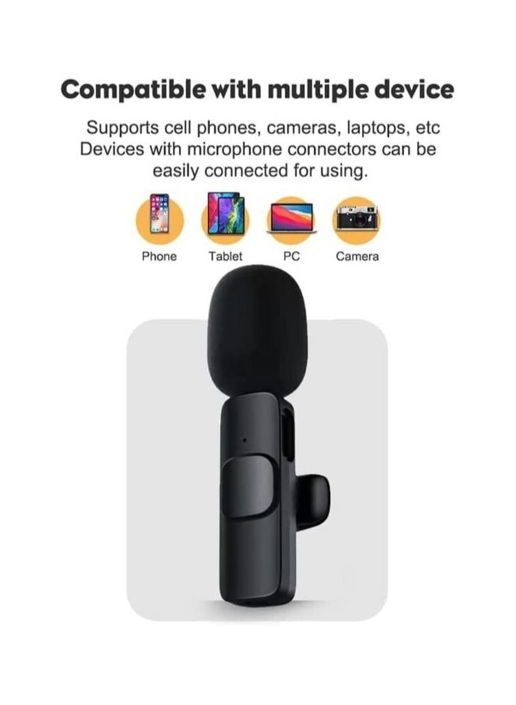 2.4GHz 2 in 1 K8 Wireless Microphone, Digital Mini Portable Recording Clip Mic with Receiver for All Type-C Lightning Mobile Phones Camera Laptop for Blogging YouTube Online Class