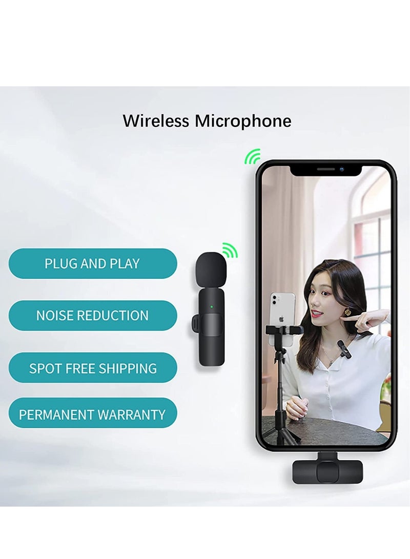 Wireless Lavalier Microphone for iPhone iPad USB C Smartphone, Plug and Play Mini Mic for YouTube TikTok Live Streaming Gaming K Song Recording Auto Noise Reduction (3.5mm 2)