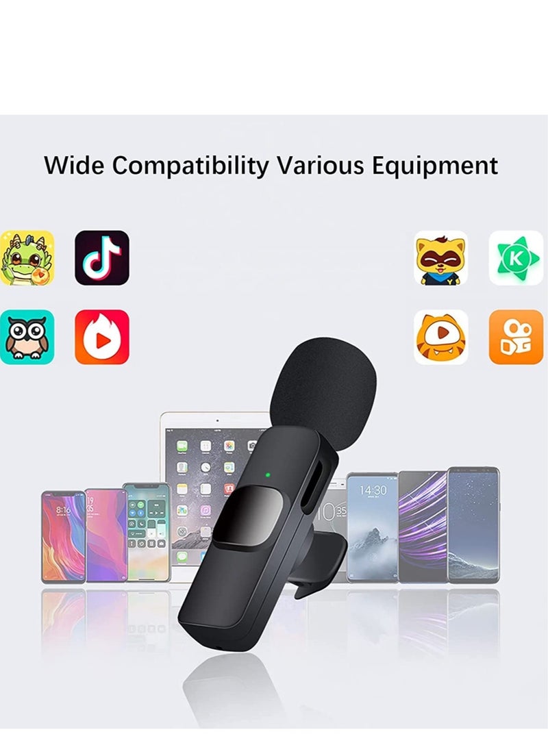 Wireless Lavalier Microphone for iPhone iPad USB C Smartphone, Plug and Play Mini Mic for YouTube TikTok Live Streaming Gaming K Song Recording Auto Noise Reduction (3.5mm 2)