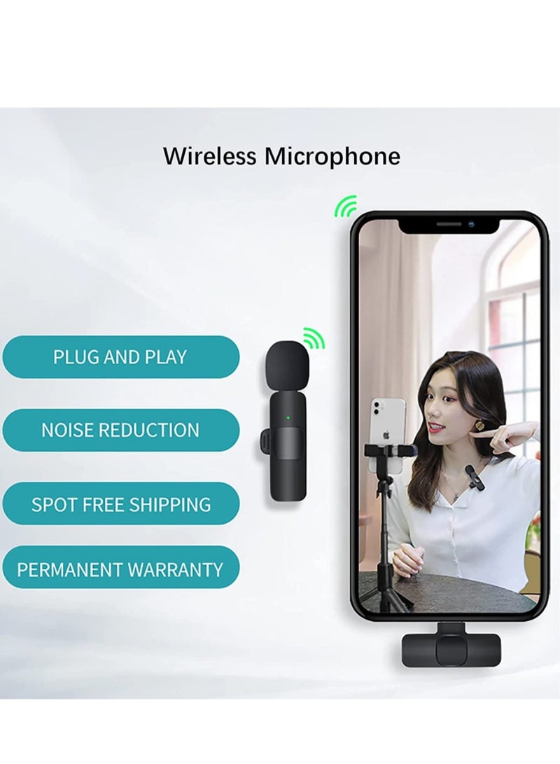 Wireless Lavalier Microphone for iPhone iPad USB C Smartphone, Plug and Play Mini Mic for YouTube TikTok Live Streaming Gaming K Song Recording Auto Noise Reduction (3.5mm 2)