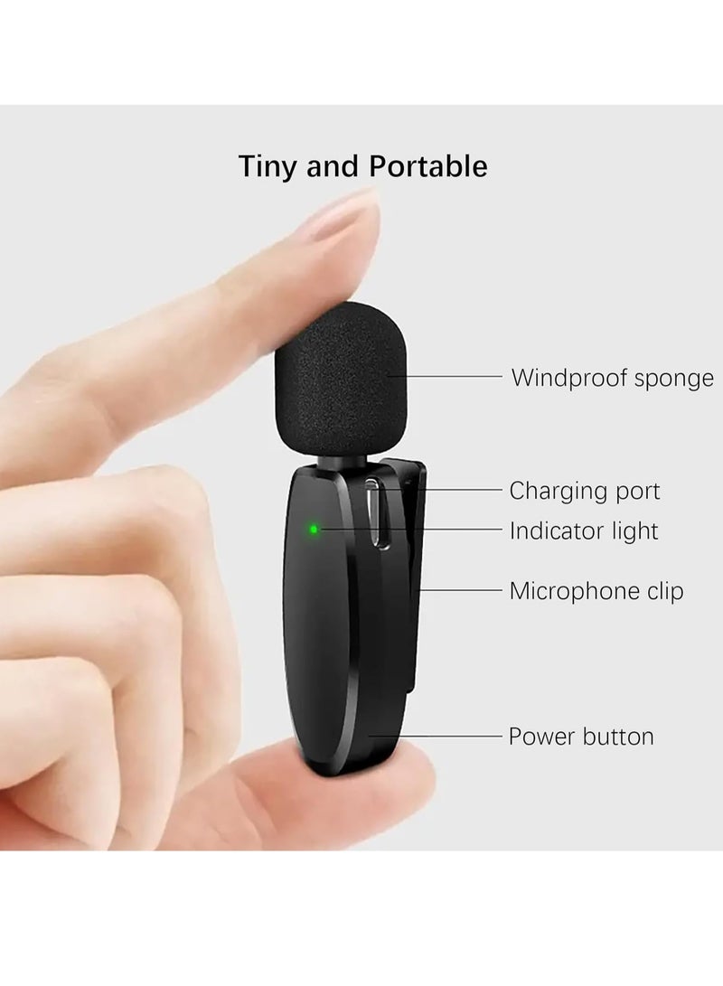 Wireless Lavalier Microphone 3 in 1 For iPhone USB C Plug and Play Intelligent Noise Reduction Mini Mic Live Streaming