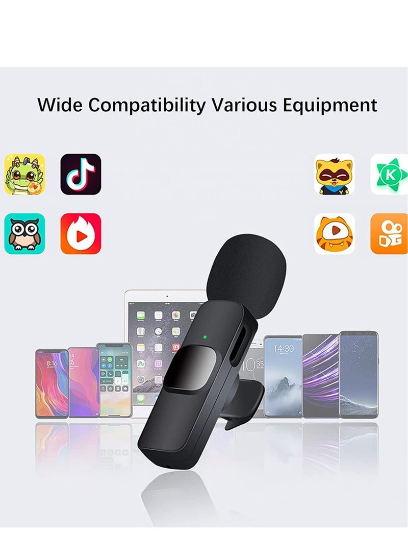 Wireless Lavalier Microphone for iPhone iPad USB C Smartphone, Plug and Play Mini Mic for YouTube TikTok Live Streaming Gaming K Song Recording Auto Noise Reduction (3.5mm 2)