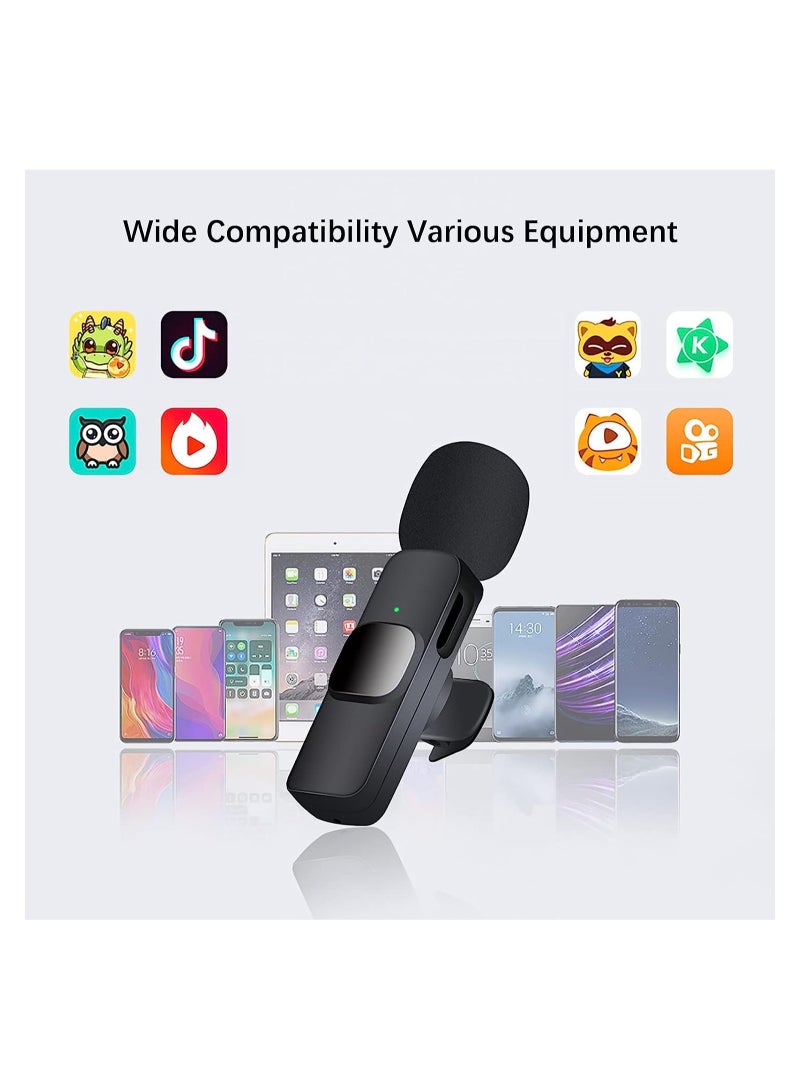 Wireless Lavalier Microphone for iPhone iPad USB C Smartphone, Plug and Play Mini Mic for YouTube TikTok Live Streaming Gaming K Song Recording Auto Noise Reduction (3.5mm 2)