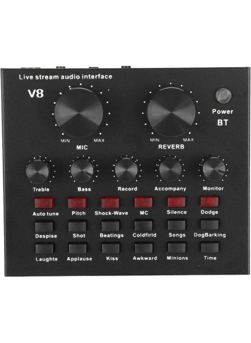 Audio Mixer Live Sound Card Intelligent Volume Adjustable Audio Mixer Sound Card with Microphone (Color : Black, Size : One Size)