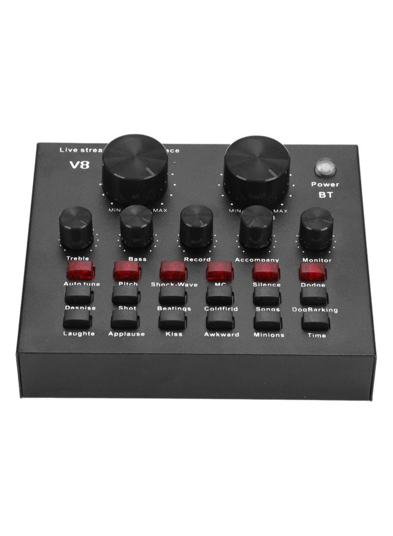 Audio Mixer Live Sound Card Intelligent Volume Adjustable Audio Mixer Sound Card with Microphone (Color : Black, Size : One Size)