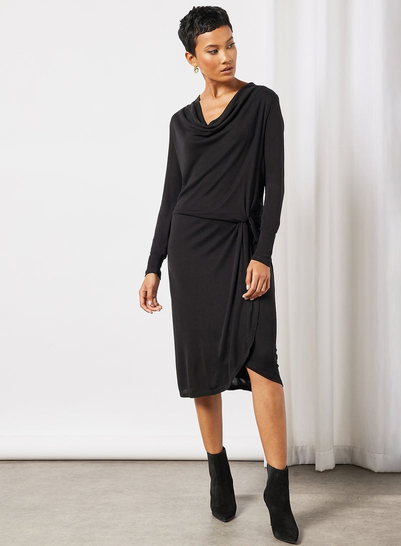 Wrap Midi Dress Black