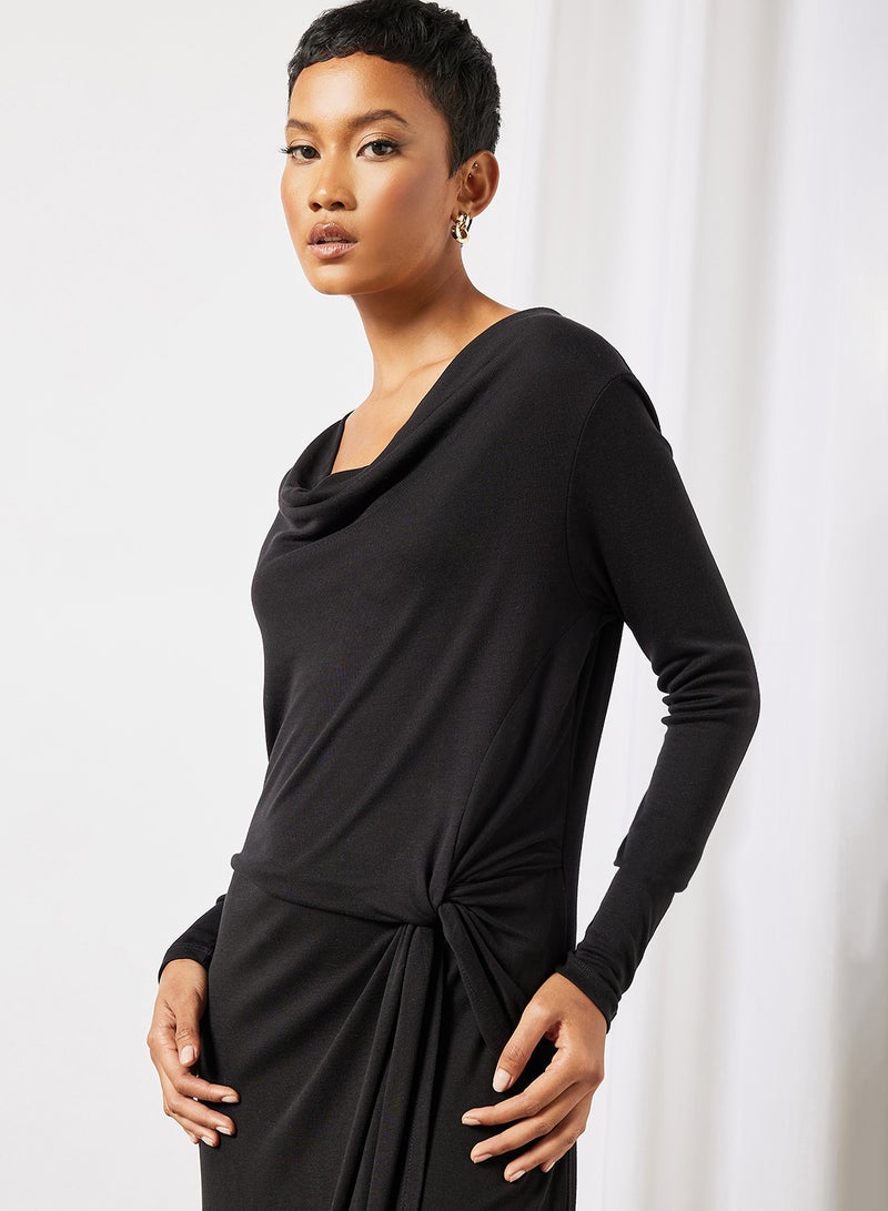 Wrap Midi Dress Black