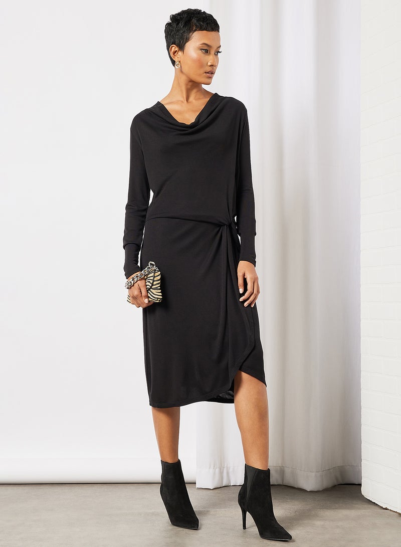 Wrap Midi Dress Black