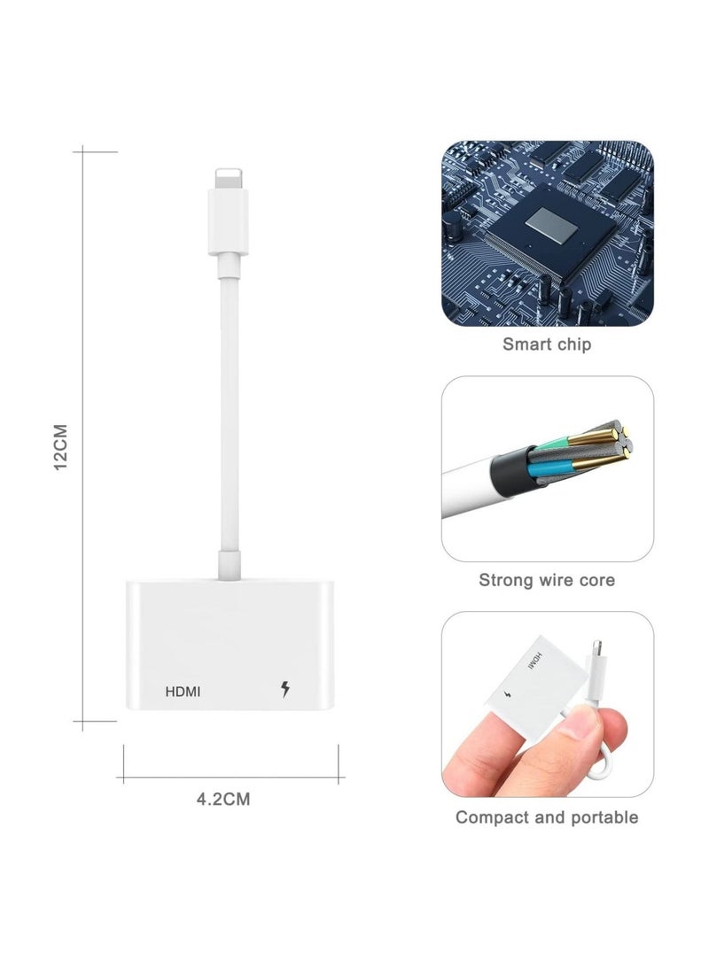 Adapter for iPhone to TV,iPad to HDMI,1080P HD Digital AV Adapter(No Need Power) Video & Audio Sync Screen Connector Compatibility with iPhone 14/13/12/11/X/8