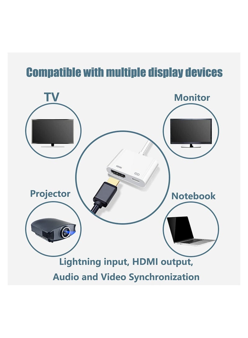 MFi Certified] Lightning to HDMI, Lightning to 1080P Audio Digital AV Adapter, 4K Video HDMI Sync Screen Connector with Charging Port for iPhone 11/XS/XR/X/8 7, iPad on HD TV/Monitor/Projector