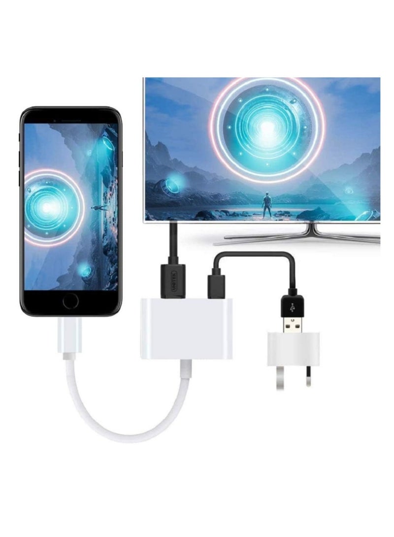 Lightning to HDMI,Apple MFi Certified Lightning to Digital AV Adapter,1080P Audio & 4K Video HDMI Sync Screen Connector with Charging Port for iPhone 11/XS/XR/X/8 7, iPad on HD TV/Monitor/Projector