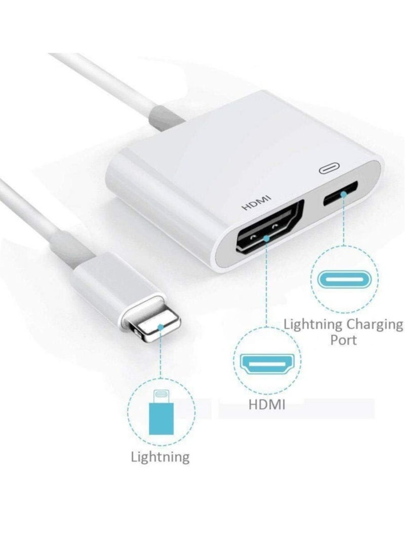 Lightning to HDMI,Apple MFi Certified Lightning to Digital AV Adapter,1080P Audio & 4K Video HDMI Sync Screen Connector with Charging Port for iPhone 11/XS/XR/X/8 7, iPad on HD TV/Monitor/Projector