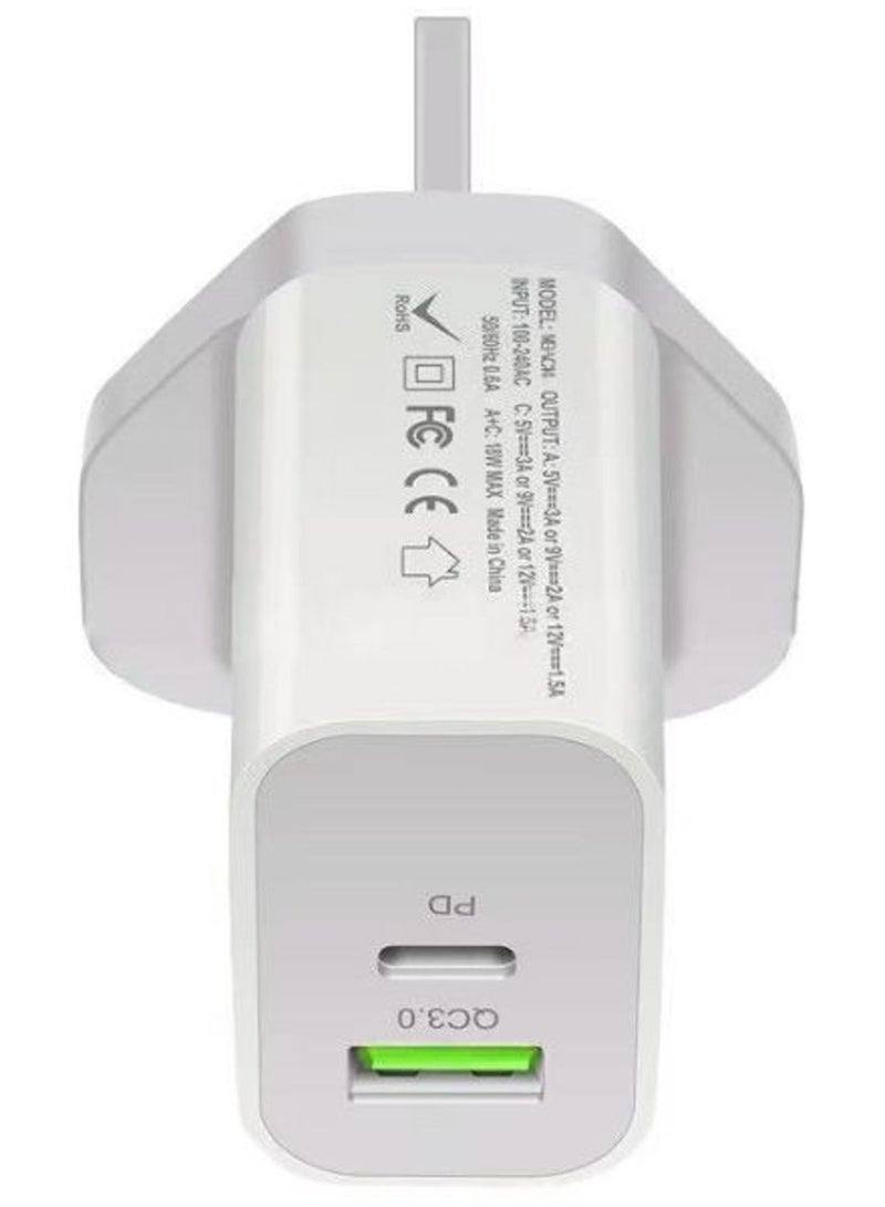 Dual Port Wall Charger White
