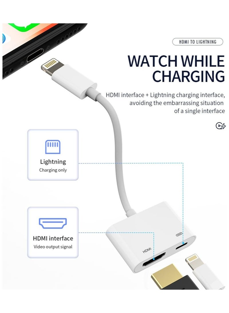 Lightning to Hdmi Adapter for TV Compatible for iPhone 12 13 Pro Max Splitter Digital AV Female Port Converter and Charging Connector Cord Projector Monitor Sync Screen Ipad Mini Apple Charger Charge