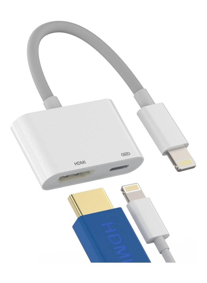 Lightning to Hdmi Adapter for TV Compatible for iPhone 12 13 Pro Max Splitter Digital AV Female Port Converter and Charging Connector Cord Projector Monitor Sync Screen Ipad Mini Apple Charger Charge