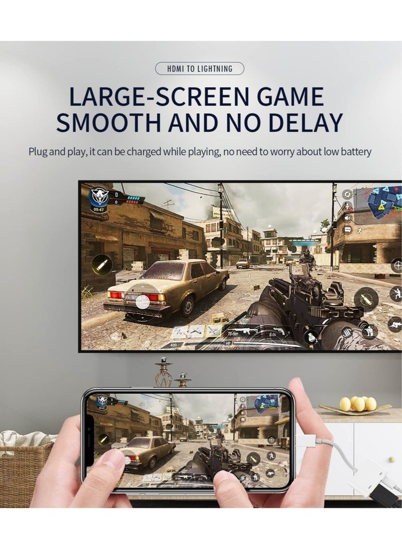 Lightning to Hdmi Adapter for TV Compatible for iPhone 12 13 Pro Max Splitter Digital AV Female Port Converter and Charging Connector Cord Projector Monitor Sync Screen Ipad Mini Apple Charger Charge