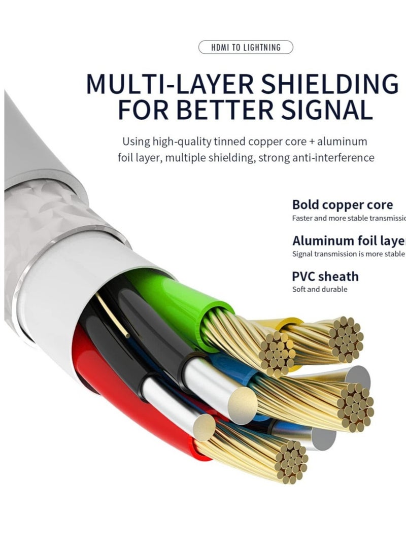 Lightning to Hdmi Adapter for TV Compatible for iPhone 12 13 Pro Max Splitter Digital AV Female Port Converter and Charging Connector Cord Projector Monitor Sync Screen Ipad Mini Apple Charger Charge