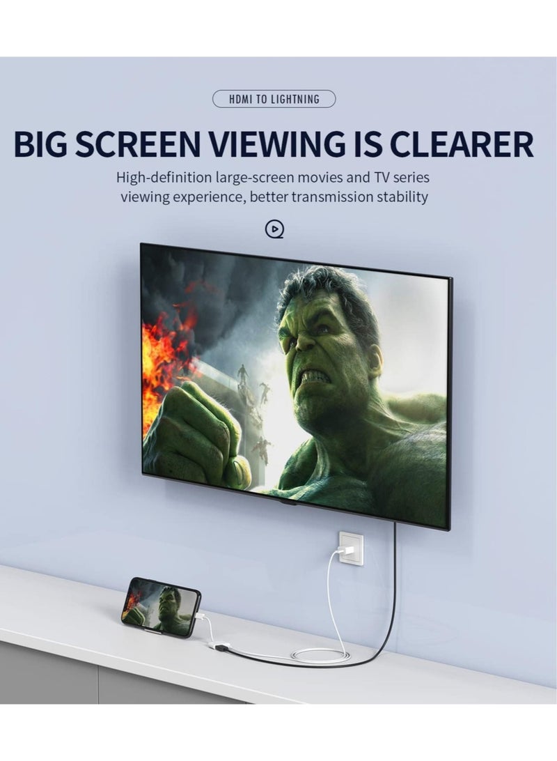 Lightning to Hdmi Adapter for TV Compatible for iPhone 12 13 Pro Max Splitter Digital AV Female Port Converter and Charging Connector Cord Projector Monitor Sync Screen Ipad Mini Apple Charger Charge