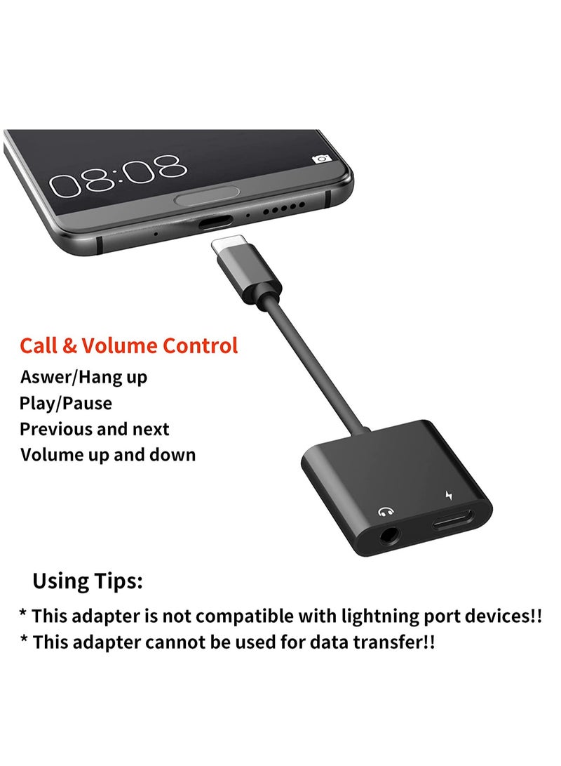 USB C to 3.5mm Headphone Adapter,60W Fast Charge,Type C Audio Jack Earphone Aux Converter,Work for iPad Pro/Air 4