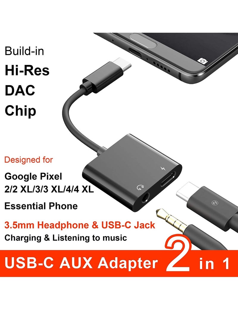 USB C to 3.5mm Headphone Adapter,60W Fast Charge,Type C Audio Jack Earphone Aux Converter,Work for iPad Pro/Air 4