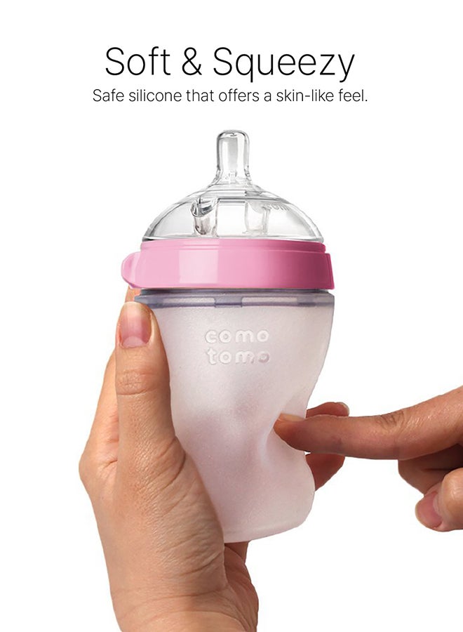 Natural Feel Baby Bottle 150 ML With Pack Of 2 Natural Teat Silicone Nipples, Y Shape Hole With Variable Flow, 6 Months +