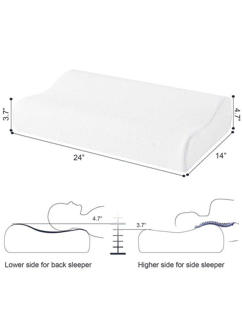 Cervical Memory Foam Bed Pillow with 2 Adjustable Height, 61x35.6x11.9cm, Ergonomically Designed Contour Sleeping Pillows with Washable Pillow Cover for Side Sleepers with Shoulder & Cervical Pain