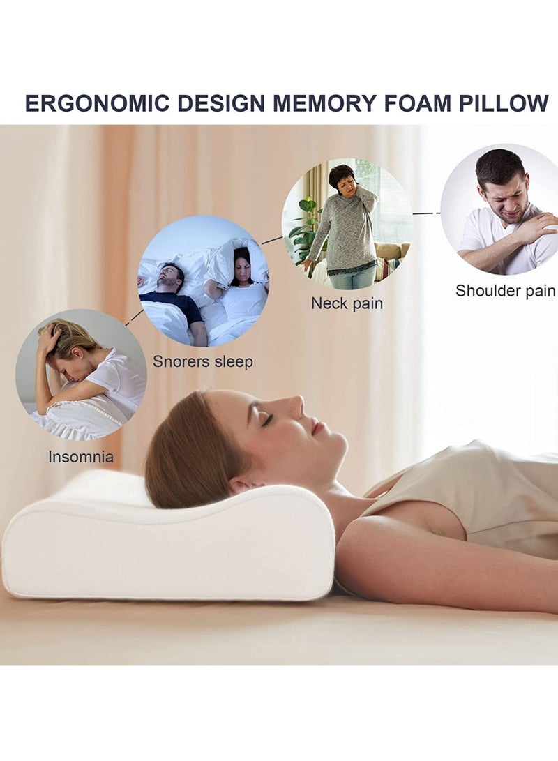 Cervical Memory Foam Bed Pillow with 2 Adjustable Height, 61x35.6x11.9cm, Ergonomically Designed Contour Sleeping Pillows with Washable Pillow Cover for Side Sleepers with Shoulder & Cervical Pain