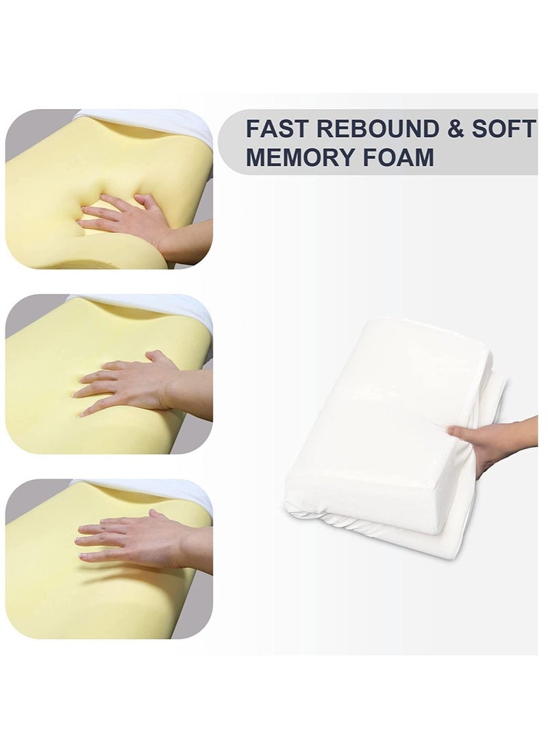 Cervical Memory Foam Bed Pillow with 2 Adjustable Height, 61x35.6x11.9cm, Ergonomically Designed Contour Sleeping Pillows with Washable Pillow Cover for Side Sleepers with Shoulder & Cervical Pain