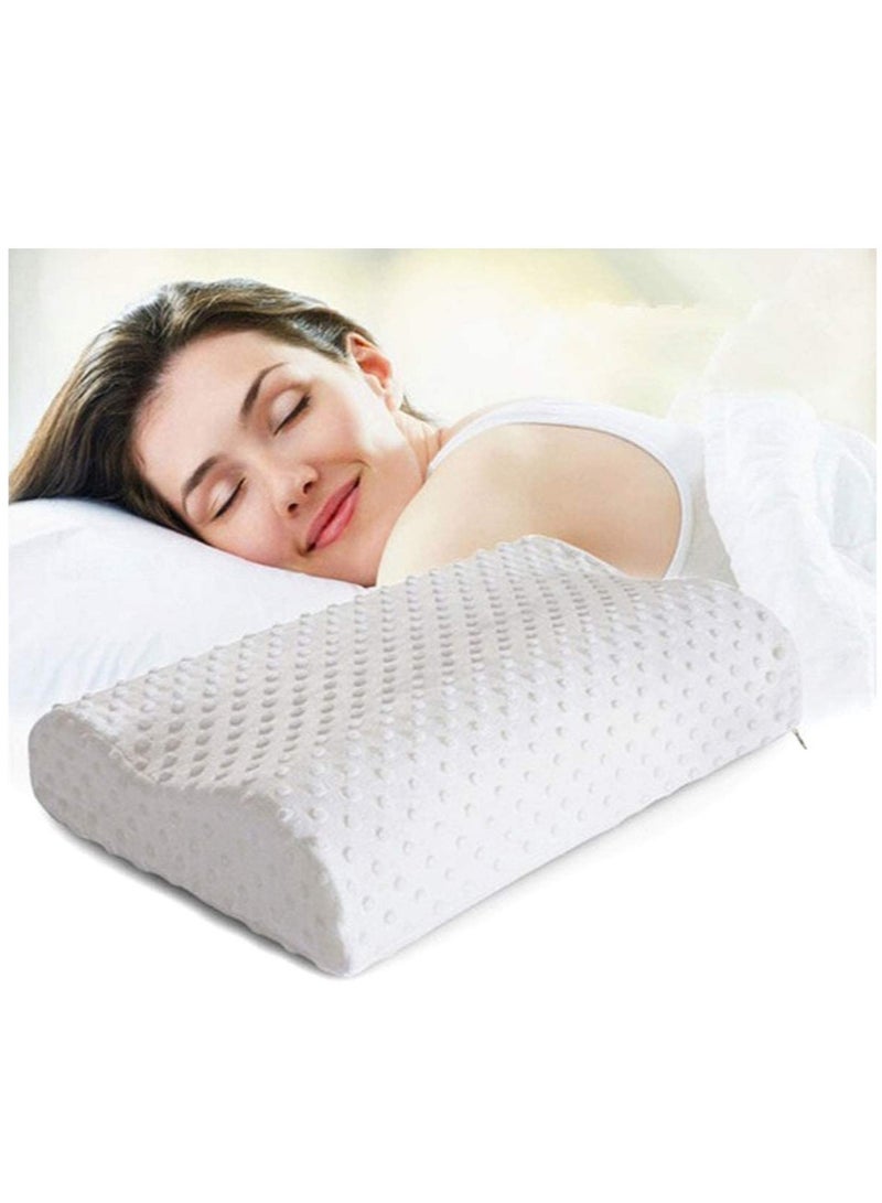 Cervical Orthopedic Memory Foam Pillow Standard Size Neck & Back Support Pillow for Sleeping with Removable Zipper Cover (23” L x 13.8” W x 4” H | Color: White | 2pcs Set