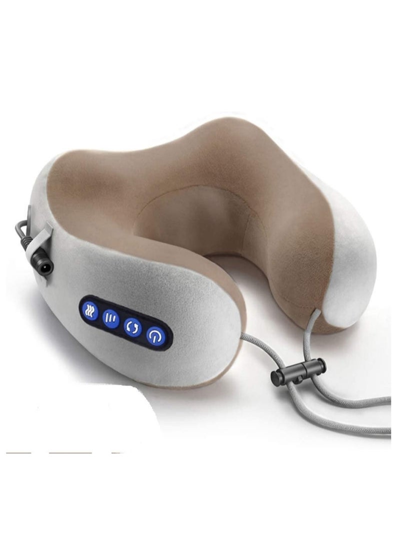 Electric Travel Neck Massage Pillow, U Shaped Memory Foam Kneading Vibration Neck Head Support Pillow, Relief Cervical Pain, For Airplane, Train