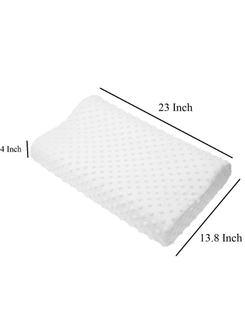 Cervical Orthopedic Memory Foam Pillow Standard Size Neck & Back Support Pillow for Sleeping with Removable Zipper Cover (23” L x 13.8” W x 4” H | Color: White | 2pcs Set