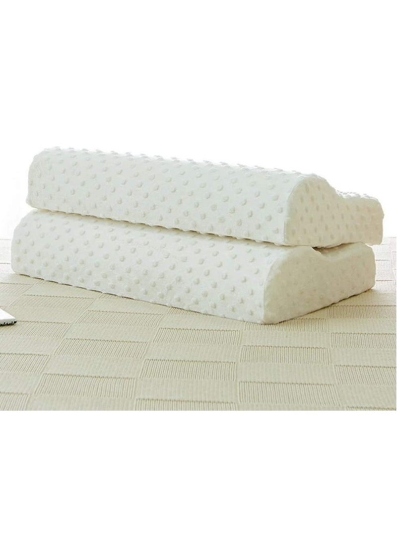 Cervical Orthopedic Memory Foam Pillow Standard Size Neck & Back Support Pillow for Sleeping with Removable Zipper Cover (23” L x 13.8” W x 4” H | Color: White | 2pcs Set