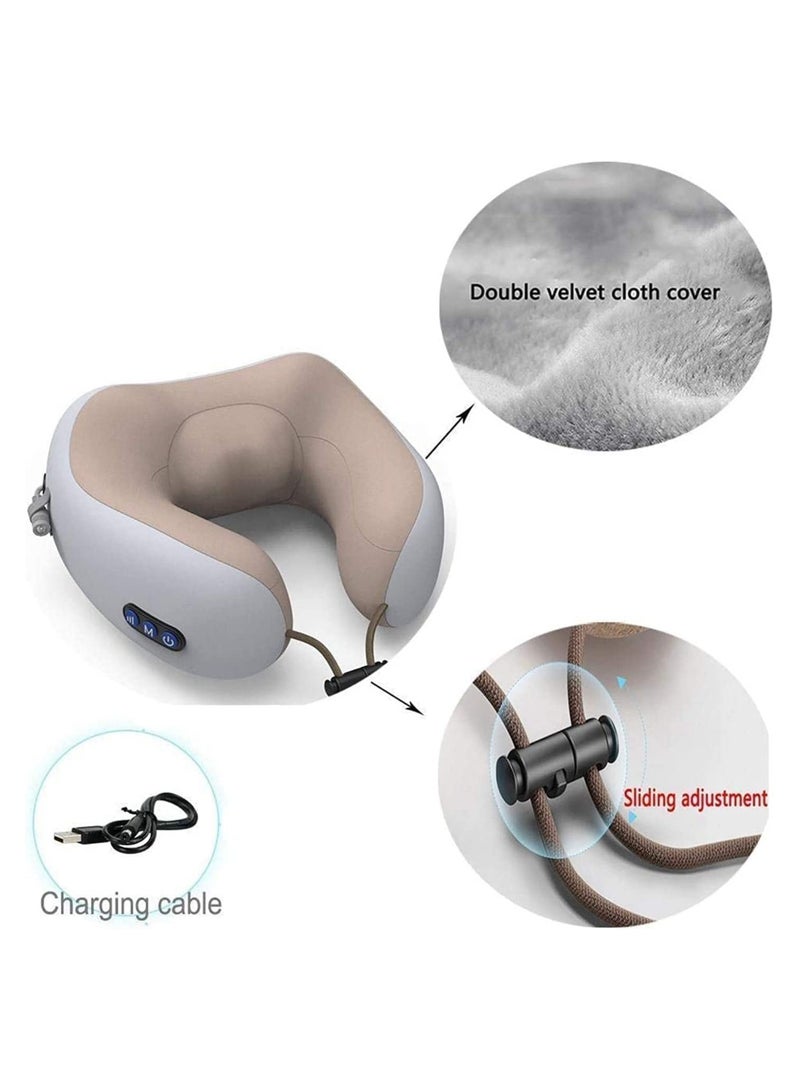 Rechargeable U Shaped Cervical Massage Pillow Neck Massager Vibration Neck Massage Pillow, Multifunctional Shoulder and Neck Electric Massager for Relax Muscles