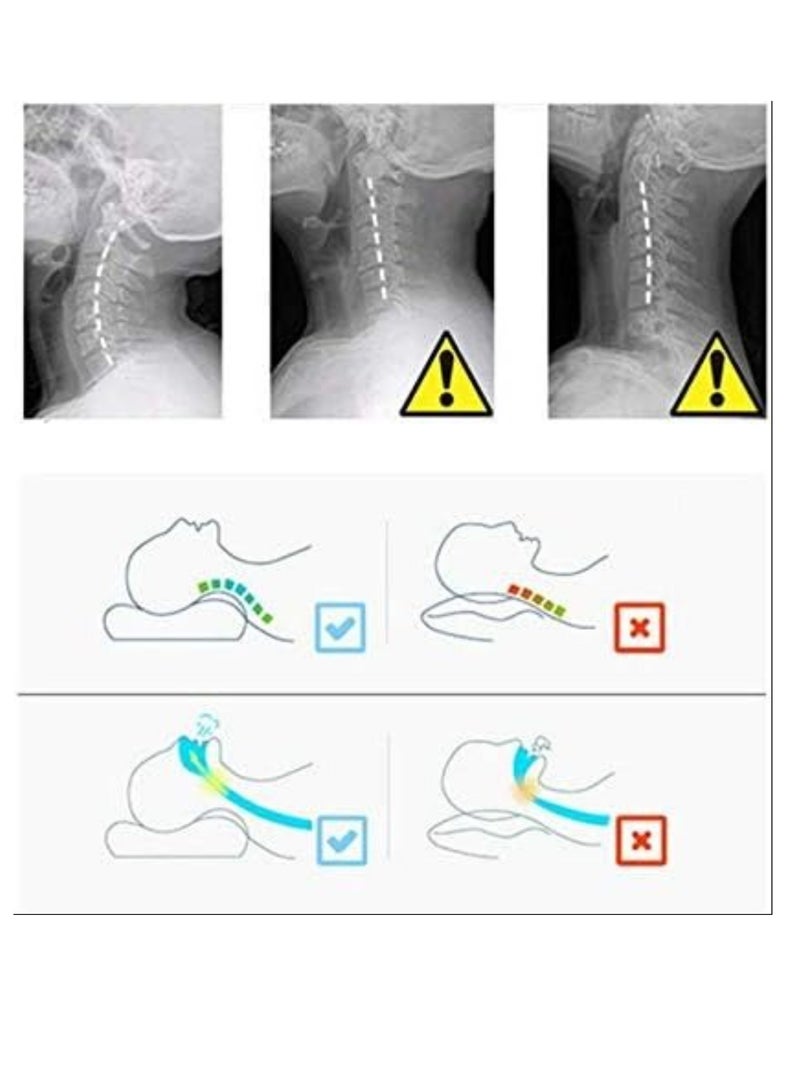 Cervical Orthopedic Memory Foam Pillow Standard Size Neck & Back Support Pillow for Sleeping with Removable Zipper Cover (23” L x 13.8” W x 4” H | Color: White | 2pcs Set
