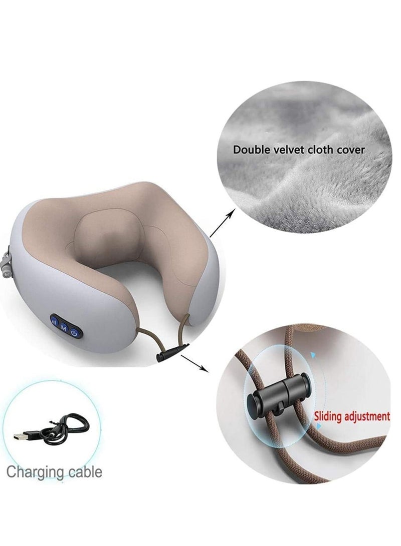 Rechargeable U Shaped Cervical Massage Pillow Neck Massager Vibration Pillow, Multifunctional Shoulder and Electric for Relax Muscles Fatigue