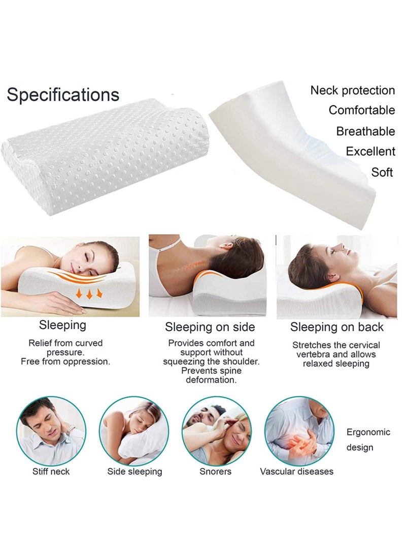 Memory Foam Neck Pillow, Contour Memory Foam Side and Back Sleepers Bed Pillow- Sleeping Pillows for Adults