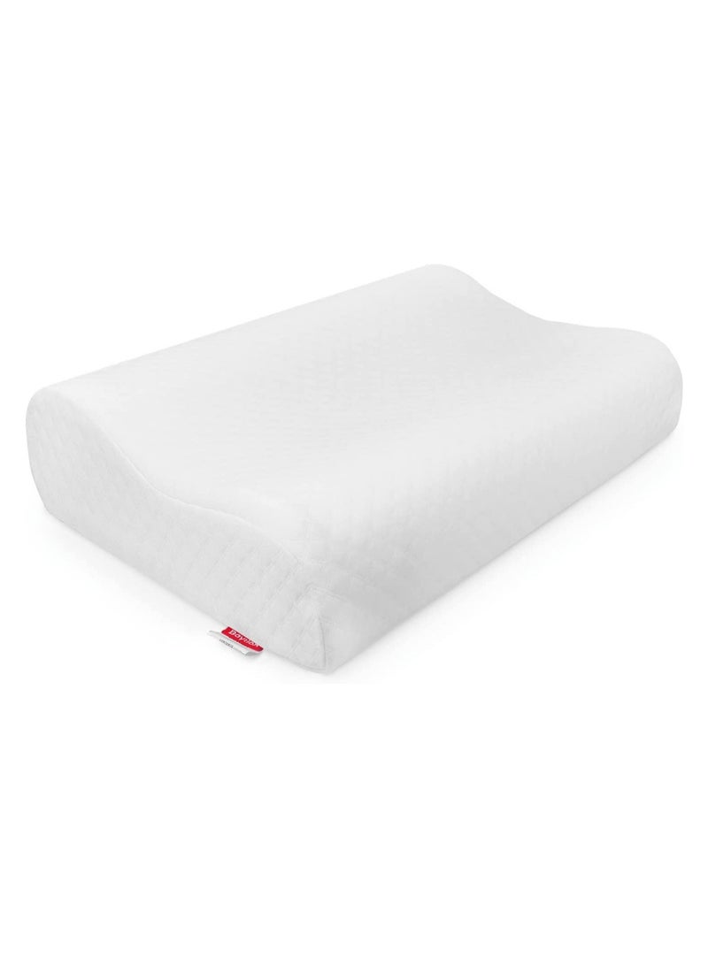 Memory Foam Pillow 60x38x10cm, Neck Designed Sleeping Pillow, Strong Neck Support Contour Bed Pillow Suitable for Side Sleepers,Washable Pillow Cover, White