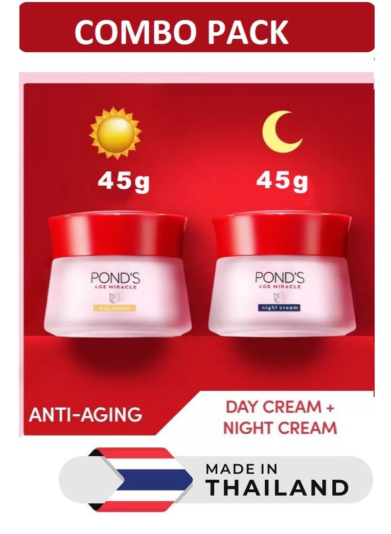 Age Miracle Youthful Glow Day and Night Cream Fills Wrinkles Plumps Up Skin 45g X 2