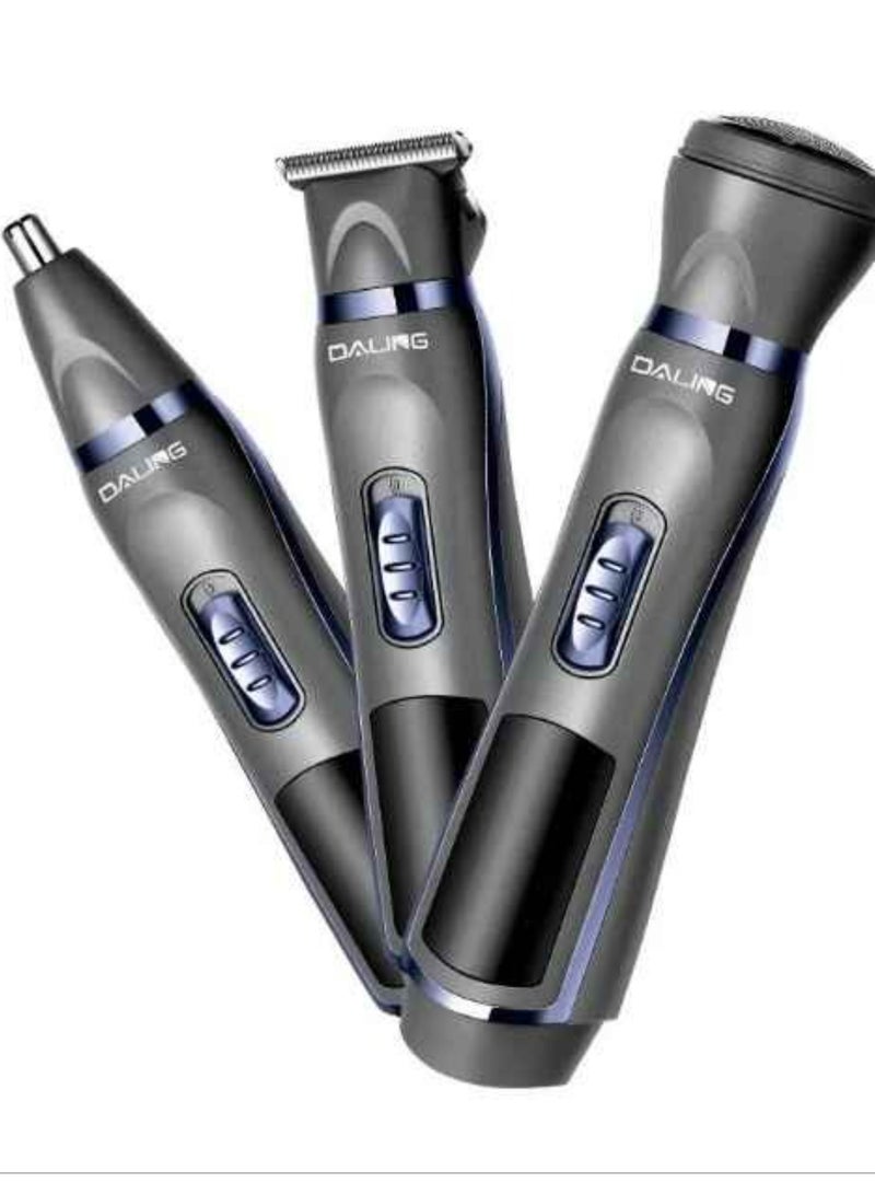 3 in 1 rechargeable men's grooming kit - razor head, nose trimmer head, hair clipper head
