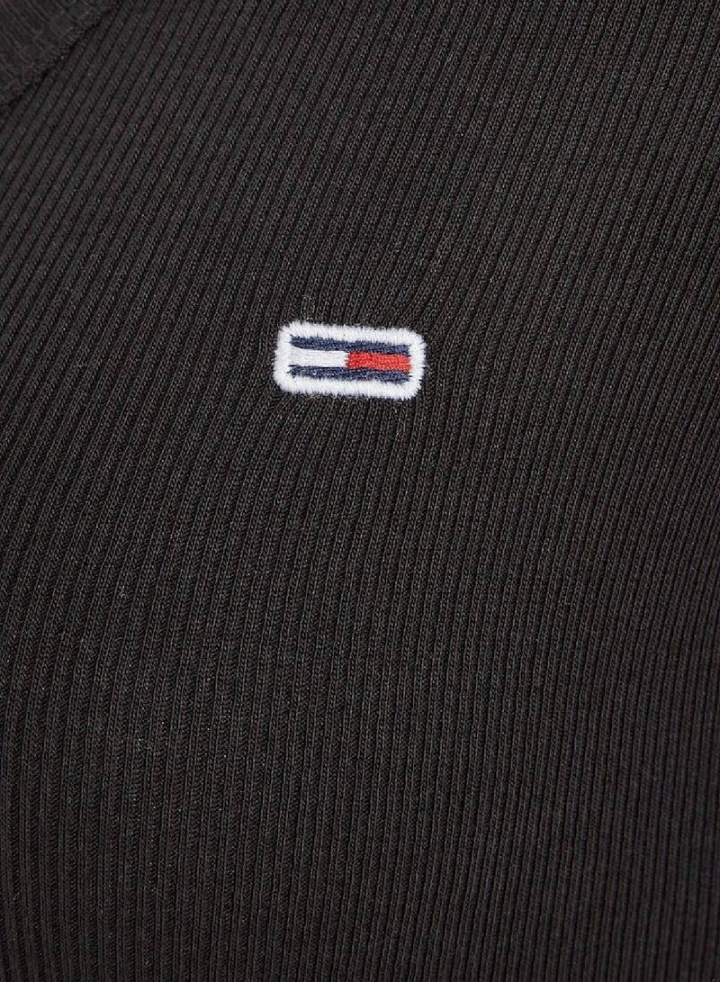Women's Slim Essential Long Sleeve T-Shirt - Cotton, Black
