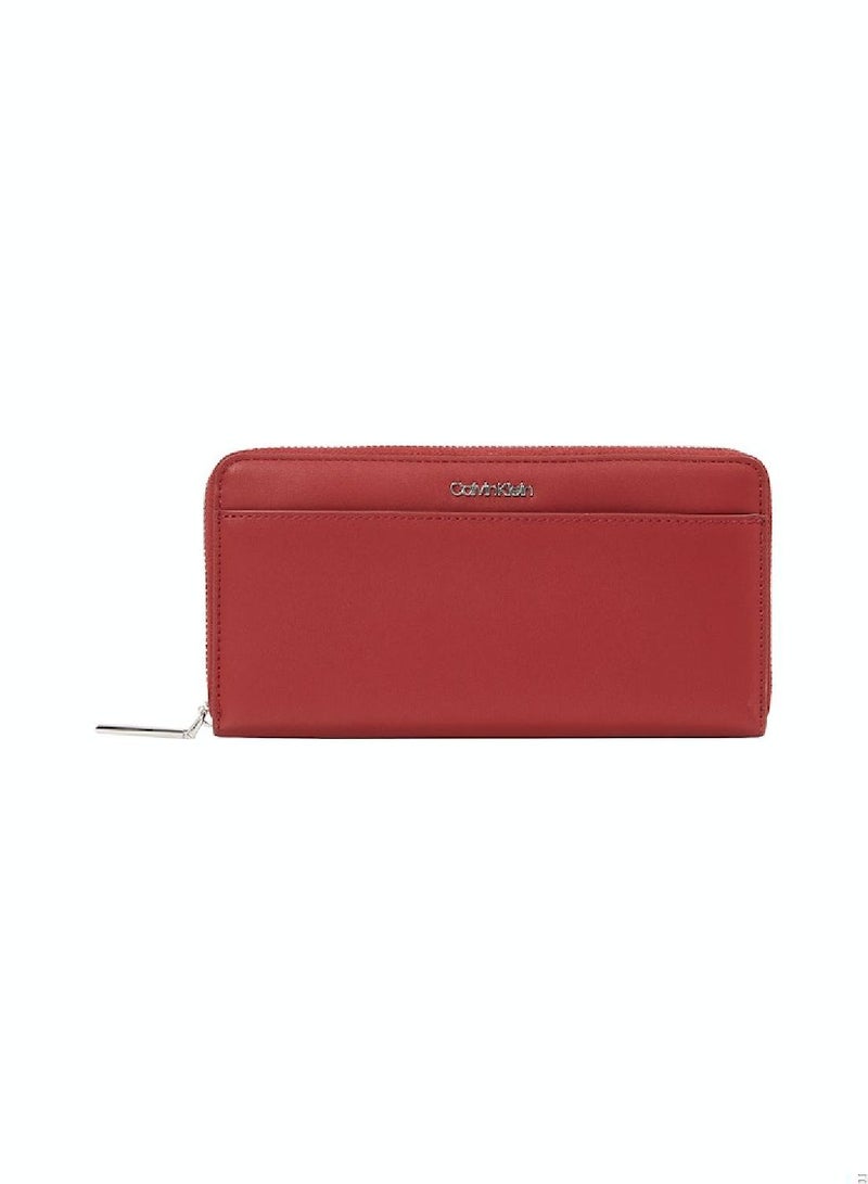 Women's CK Must Large Zip-Around Wallet - Polyester, Red