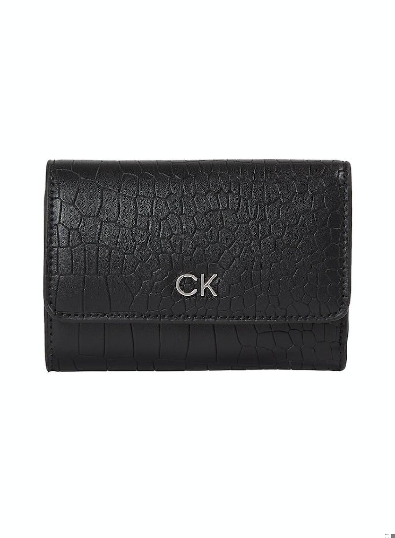 Women's CK Daily Small Trifold Wallet - Polyester, Black