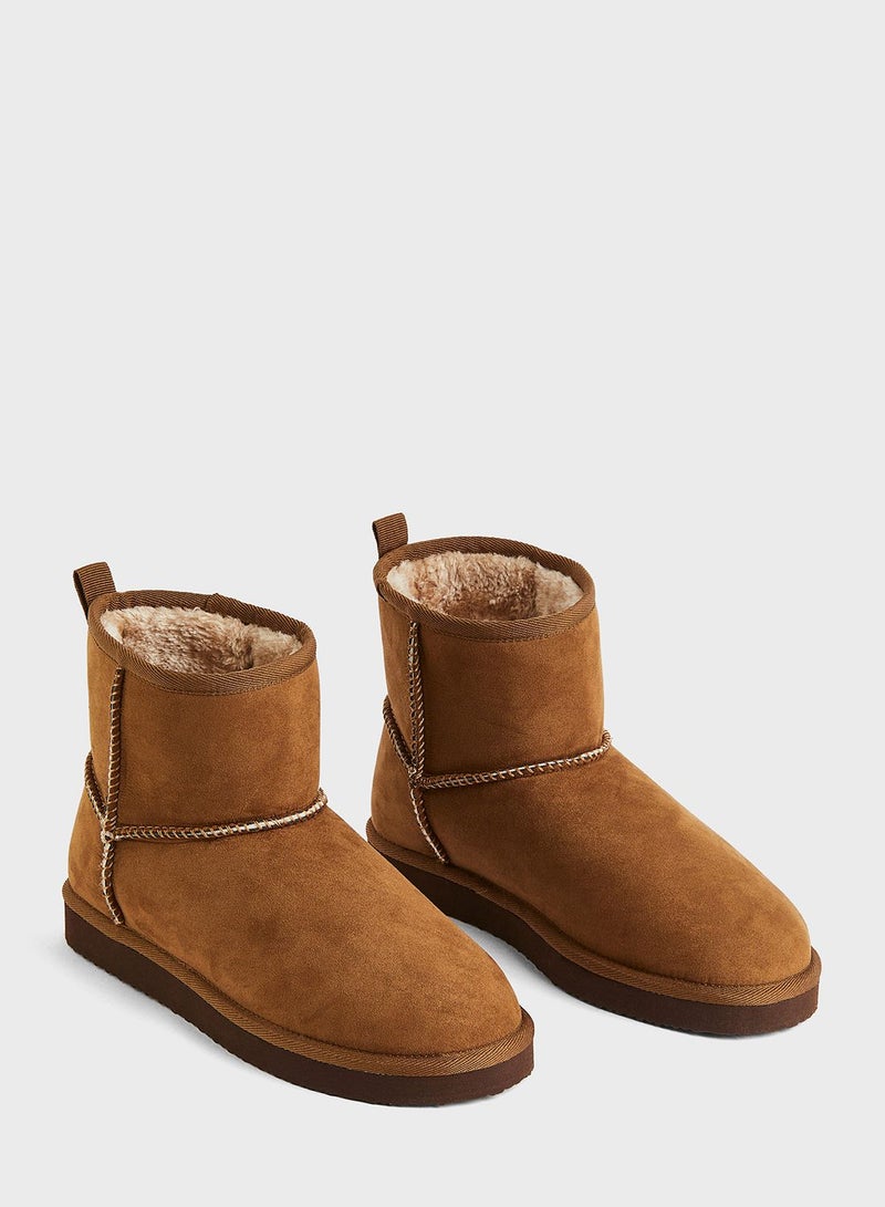 Warm Lined Slip On Boots