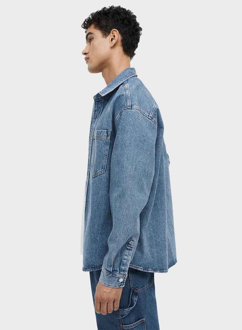 Pocket Detail Regular Fit Denim Shirt