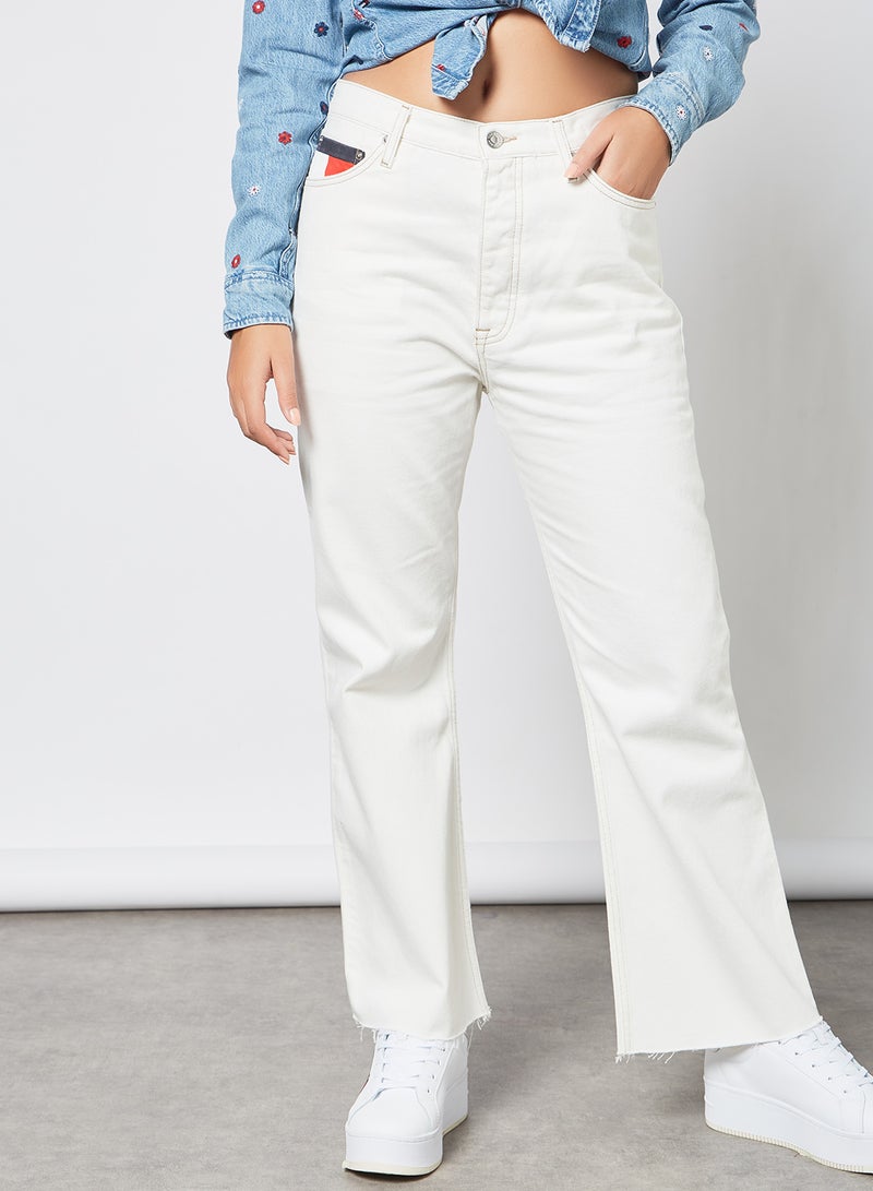 Harper High Rise Flare Ankle Grazer Jeans White