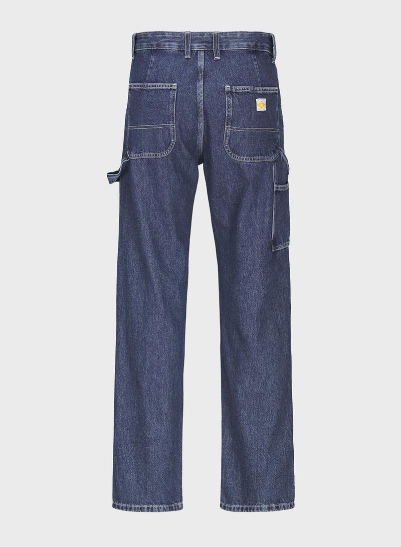 Jjieddie Jjcarpenter Stright Fit Mid Wash Jeans