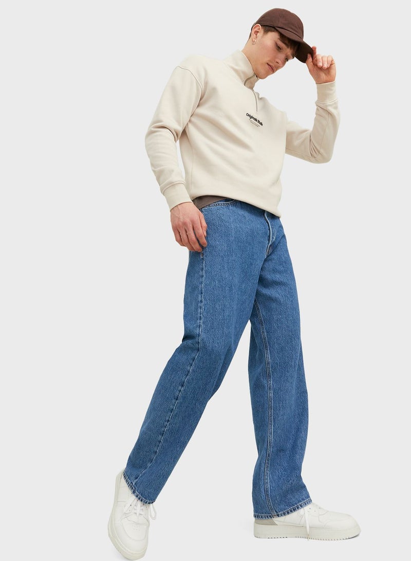 Jjialex Jjorignial Relaxed Fit Mid Wash Jeans