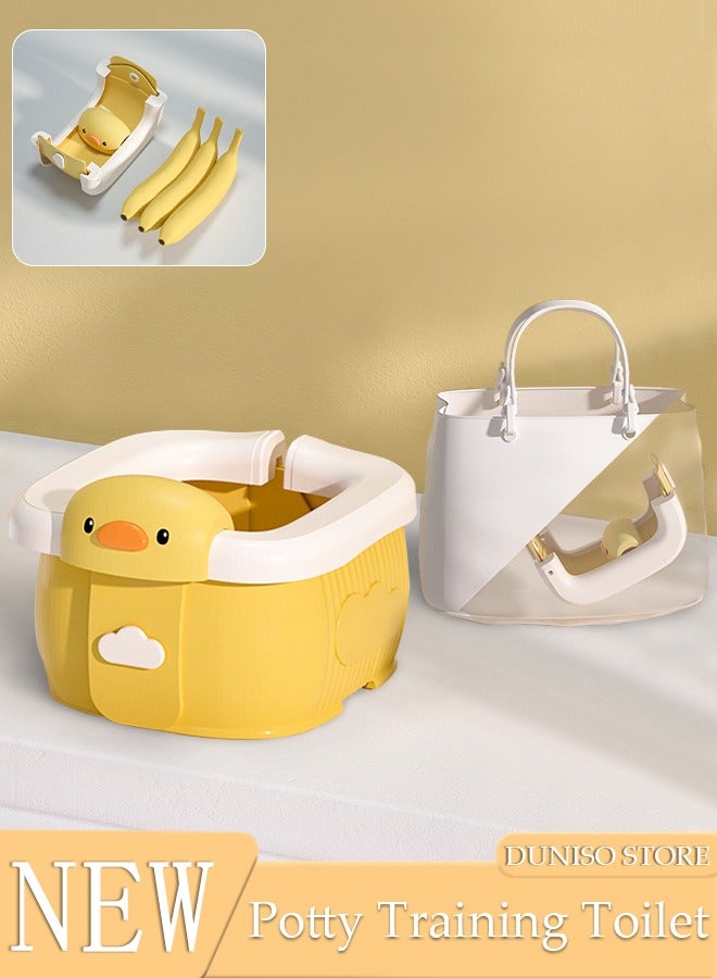 Folding Potty Training Toilet for Kids, Folding Car potty with Storage Bags, Travel Potty Chair for Kids, Portable Toilet for Camping Outdoor and Indoor