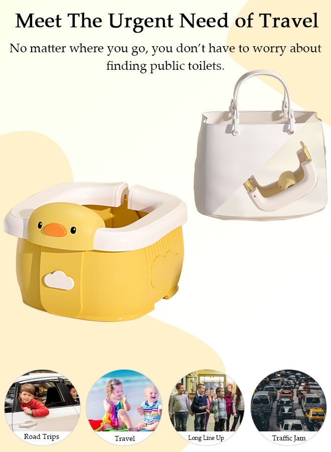 Folding Potty Training Toilet for Kids, Folding Car potty with Storage Bags, Travel Potty Chair for Kids, Portable Toilet for Camping Outdoor and Indoor