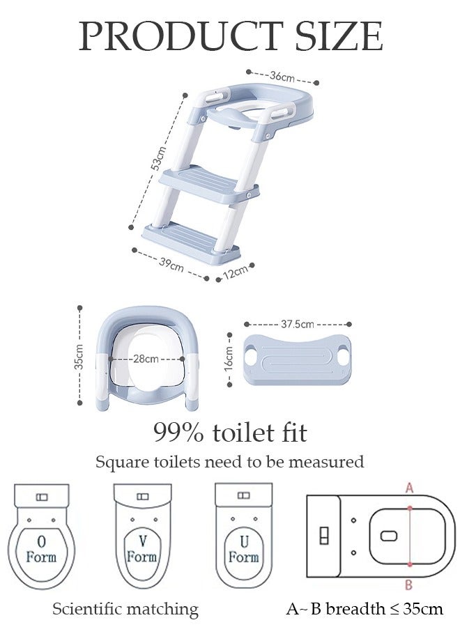 Kids Potty Training Toilet Seat with Step Stool Ladder,Toddlers-Comfortable Safe Potty Seat with Anti-Slip Pads Folding Ladder for Boys and Girls